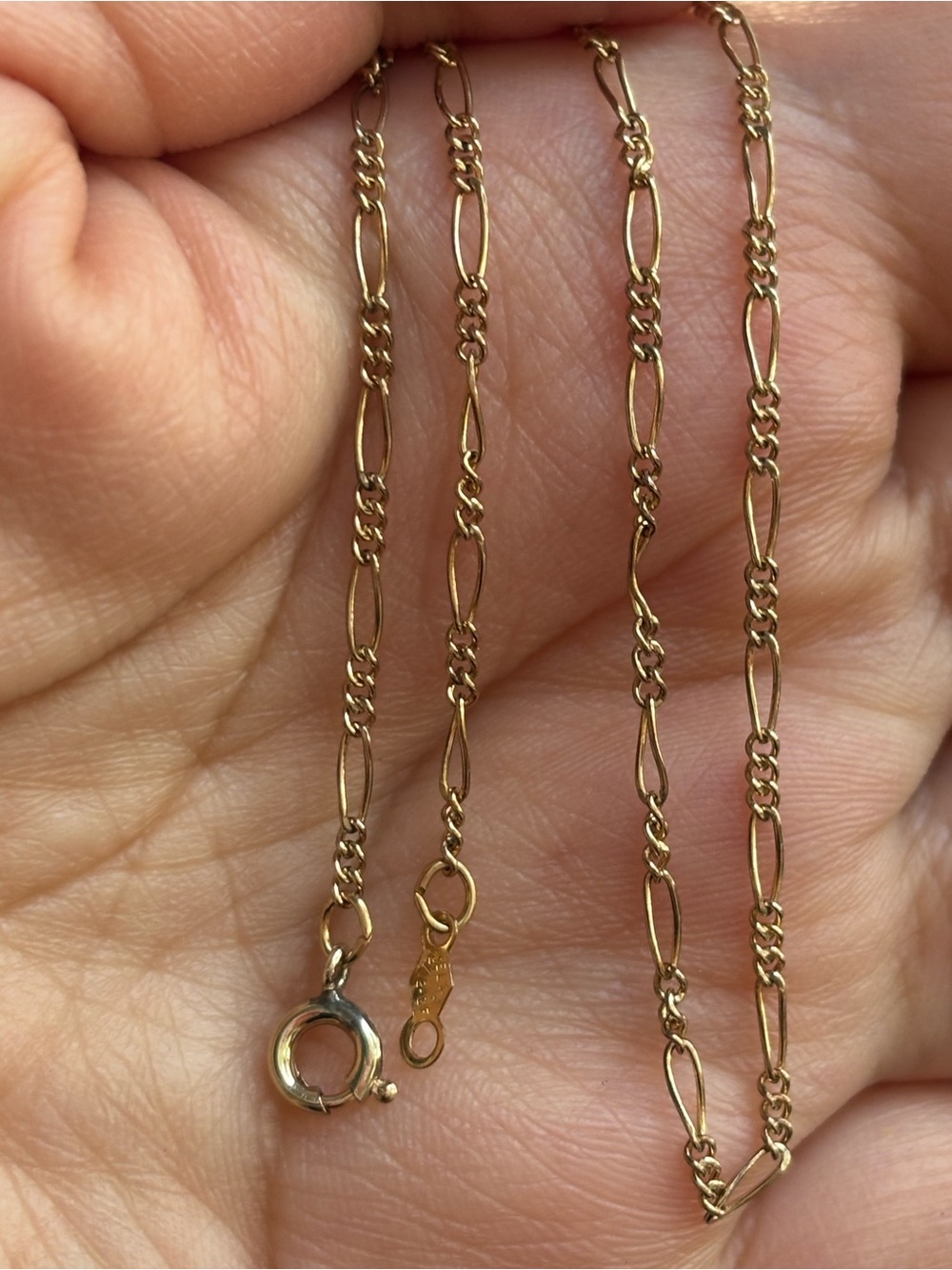 Vintage Delicate 12K Gold Filled Figaro Link Necklace 18”